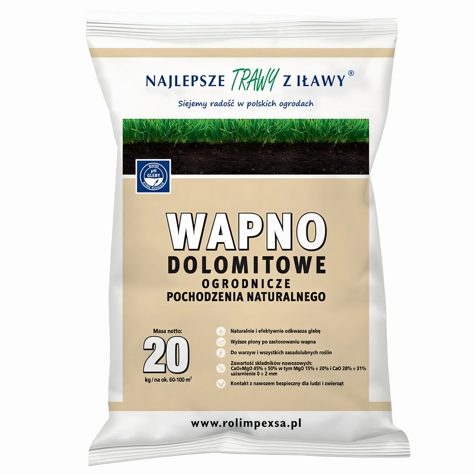 Premium Wapno Dolomitowe Ogrodnicze Ogrodowe Naturalne Nawóz Eko 20kg