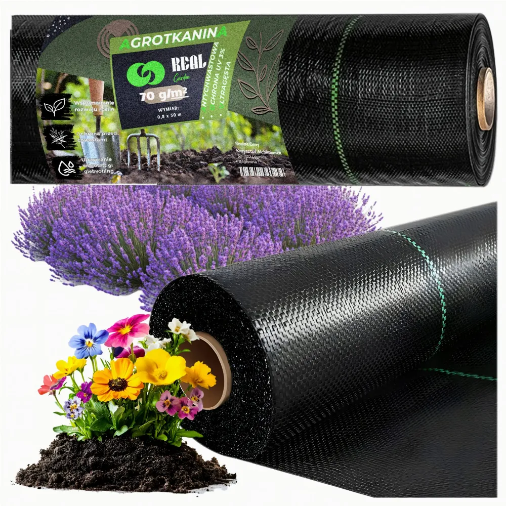 Agrowłóknina 70g 0,8m x 50m Czarna UV Agrotkanina Mata Antychwastowa