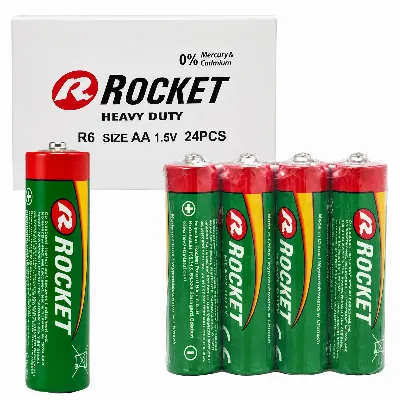 Baterie 6x4 Szt Rocket Cynkowo-Węglowa Paluszki AA R6 1,5V Zestaw Baterii