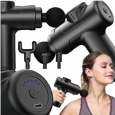 PISTOLET DO MASAŻU MASAŻER DO PLECÓW CIAŁA MASSAGE GUN KOŃCÓWKI ZESTAW
