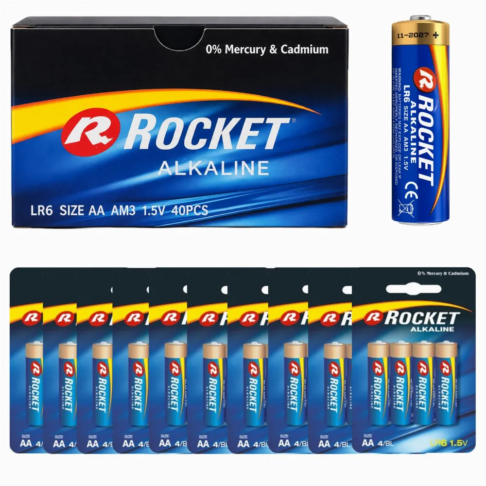 Baterie 10x4 Szt Alkaliczne Rocket LR06 AA 1,5V LR6 Bateria Zestaw Paluszki