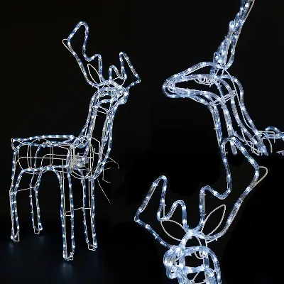 Duży Renifer Zewnętrzny Led Ruchoma Głowa Lampki Świecący XXL IP44 Ozdoba