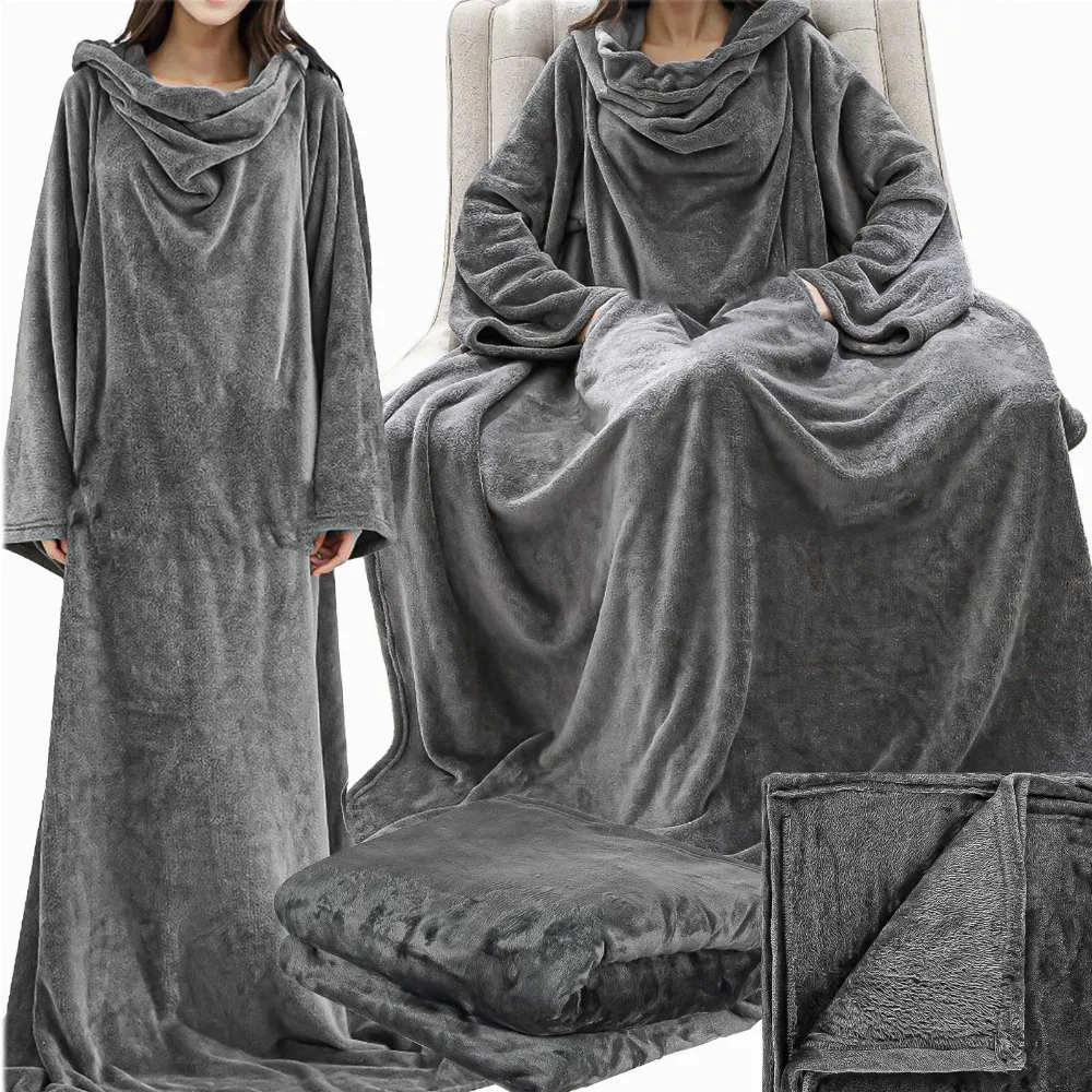 CIEPŁA BLUZA OVERSIZE 2W1 DŁUGA KOCOBLUZA KOCOSZLAFROK CIEPŁY KOC XXXL 