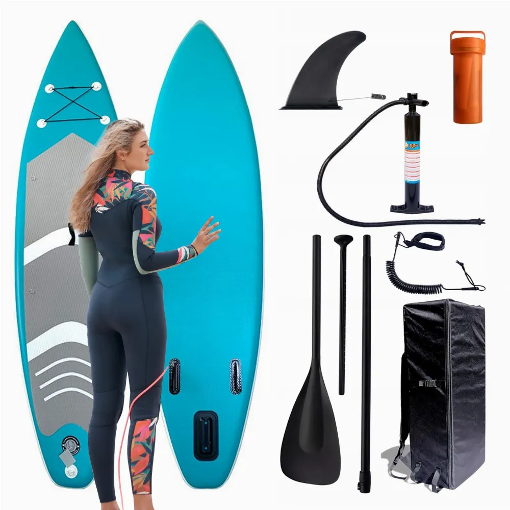 DESKA SUP PADDLE BOARD 320 CM POMPOWANA DO PŁYWANIA WYTRZYMAŁA ZESTAW + WIOSŁO