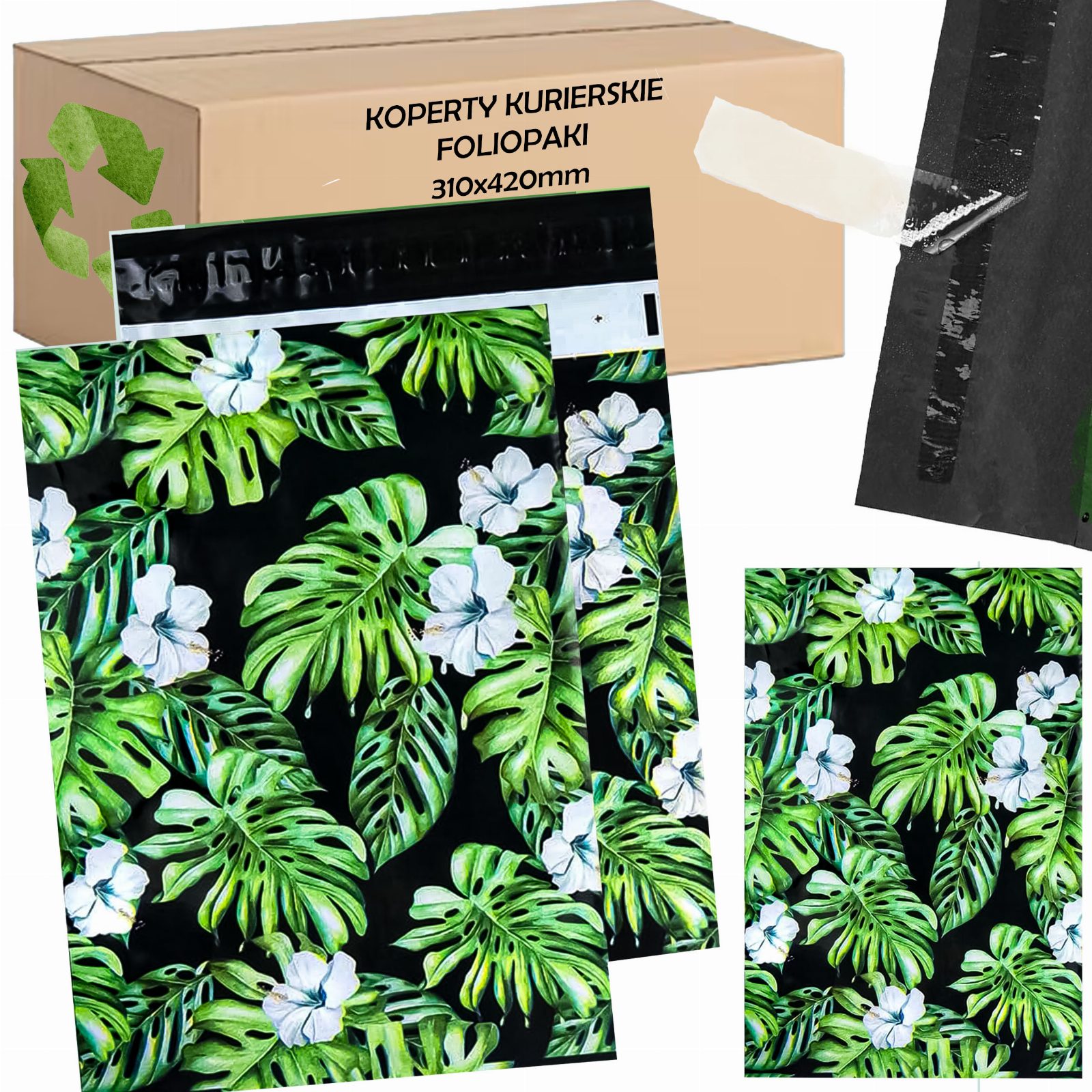 FOLIOPAKI KURIERSKIE MOCNE KOPERTY FOLIOWE 310X420 DŻUNGLA 50szt