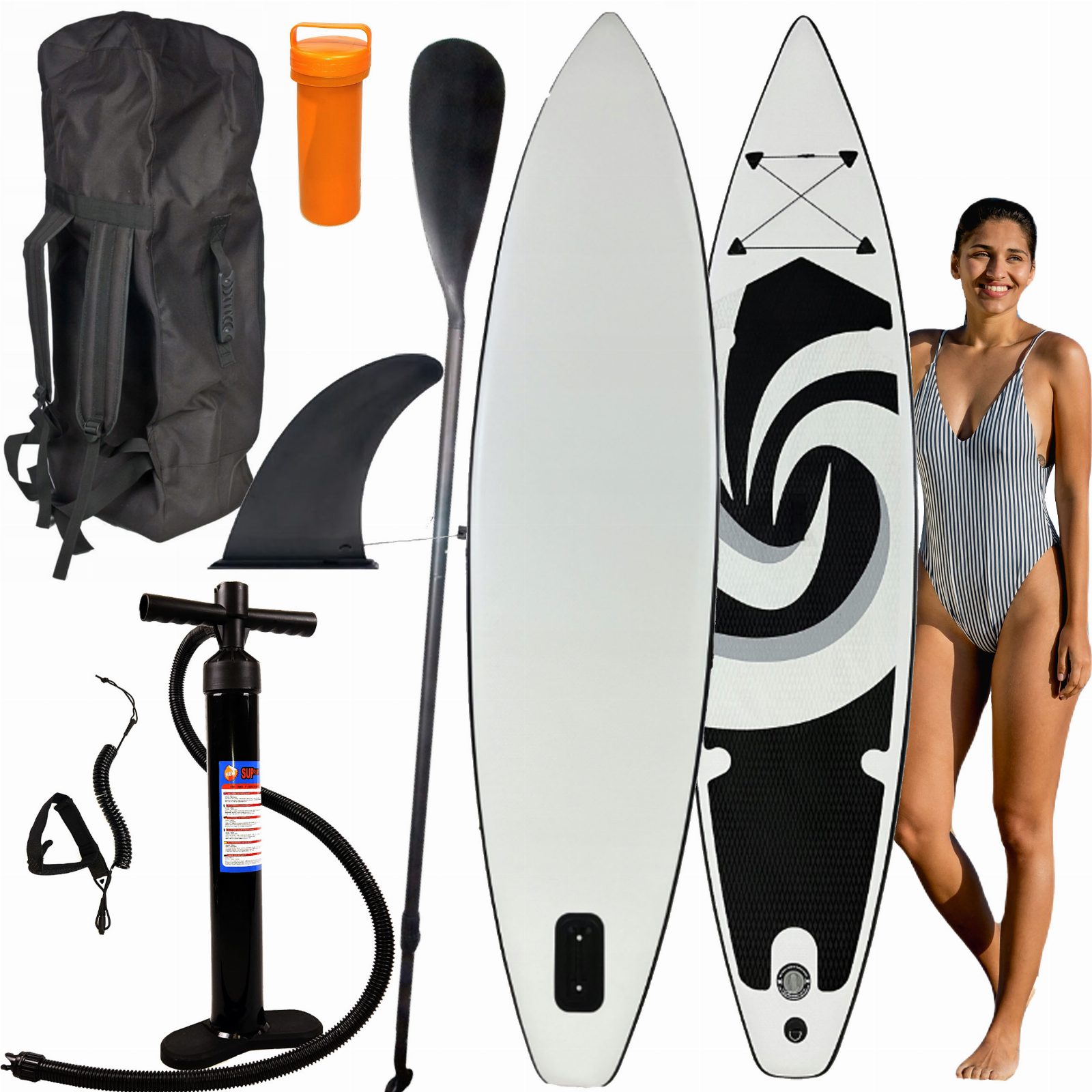 DESKA SUP 350 CM PADDLE BOARD WYTRZYMAŁA DO PŁYWANIA POMPOWANA ZESTAW + WIOSŁO