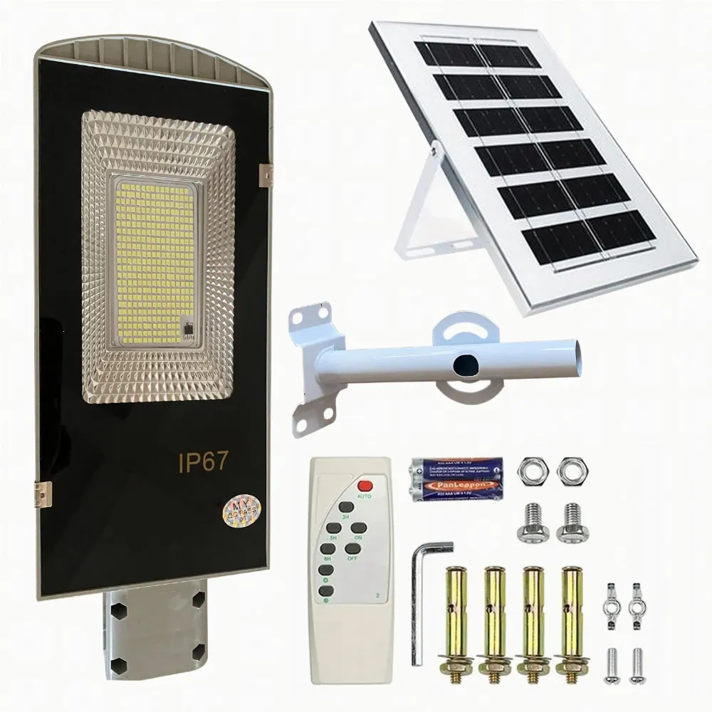 Latarnia Ogrodowa Lampa Solarna na Słup Mocna 50W Panel Uliczna 100 Led