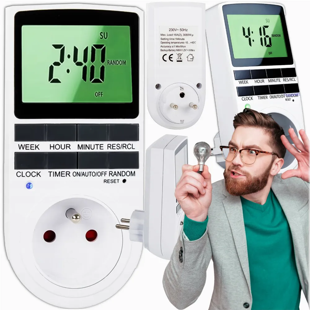 PROGRAMATOR CZASOWY WŁĄCZNIK WYŁĄCZNIK LCD CYFROWY HARMONOGRAM TIMER  