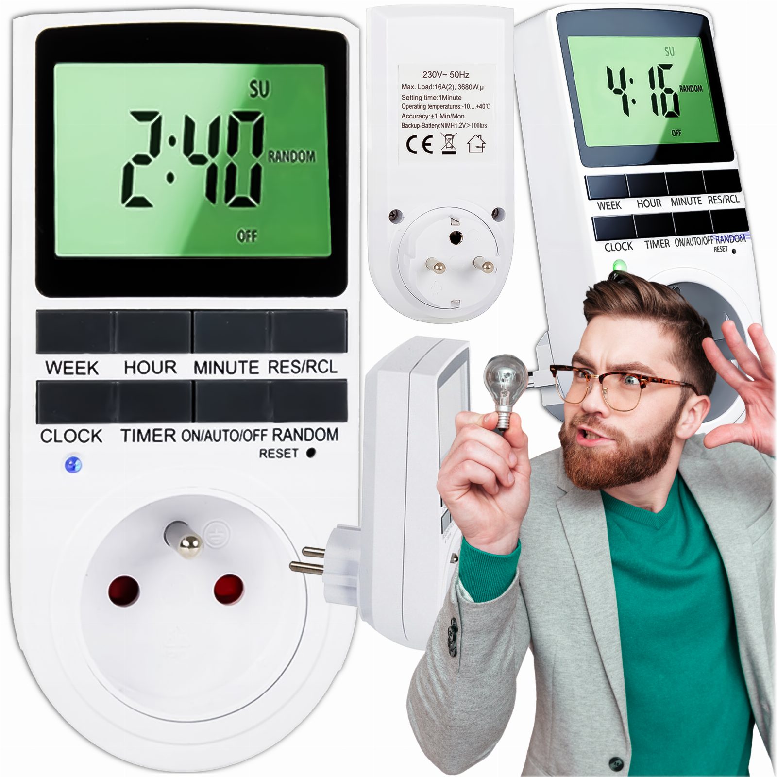 PROGRAMATOR CZASOWY WŁĄCZNIK WYŁĄCZNIK LCD CYFROWY HARMONOGRAM TIMER  