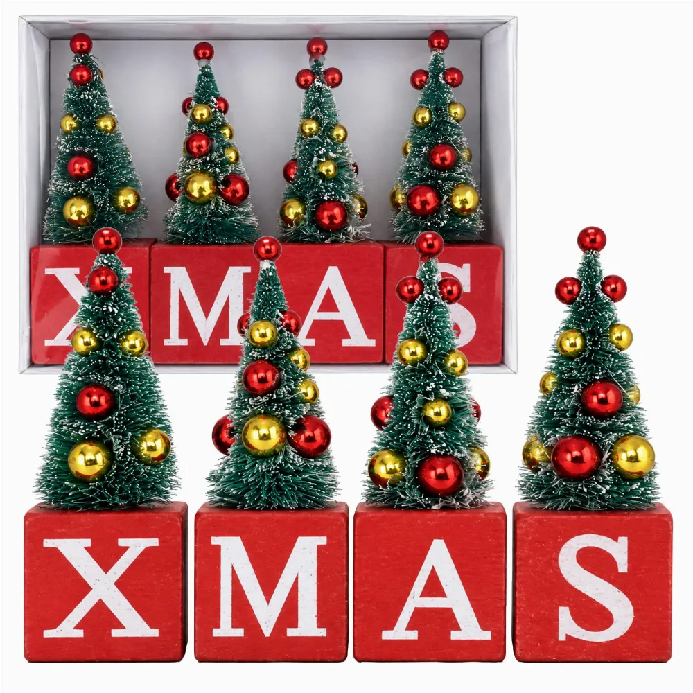 Dekoracja Świąteczna Stołu Choinki na Kostkach XMAS Ozdoba Boże Narodzenie