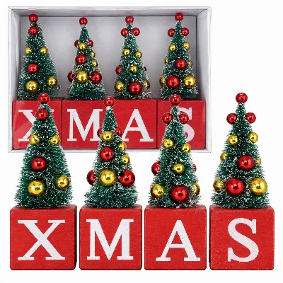 Dekoracja Świąteczna Stołu Choinki na Kostkach XMAS Ozdoba Boże Narodzenie