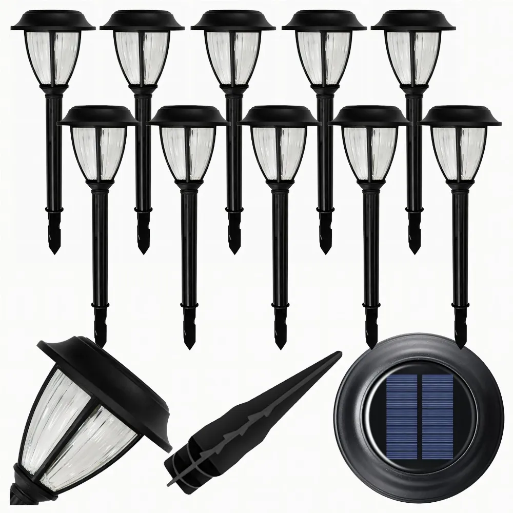 Zestaw Lamp Lampa Solarna LED Latarnia Ogrodowa Słupek Wbijana Latarenka 10szt.