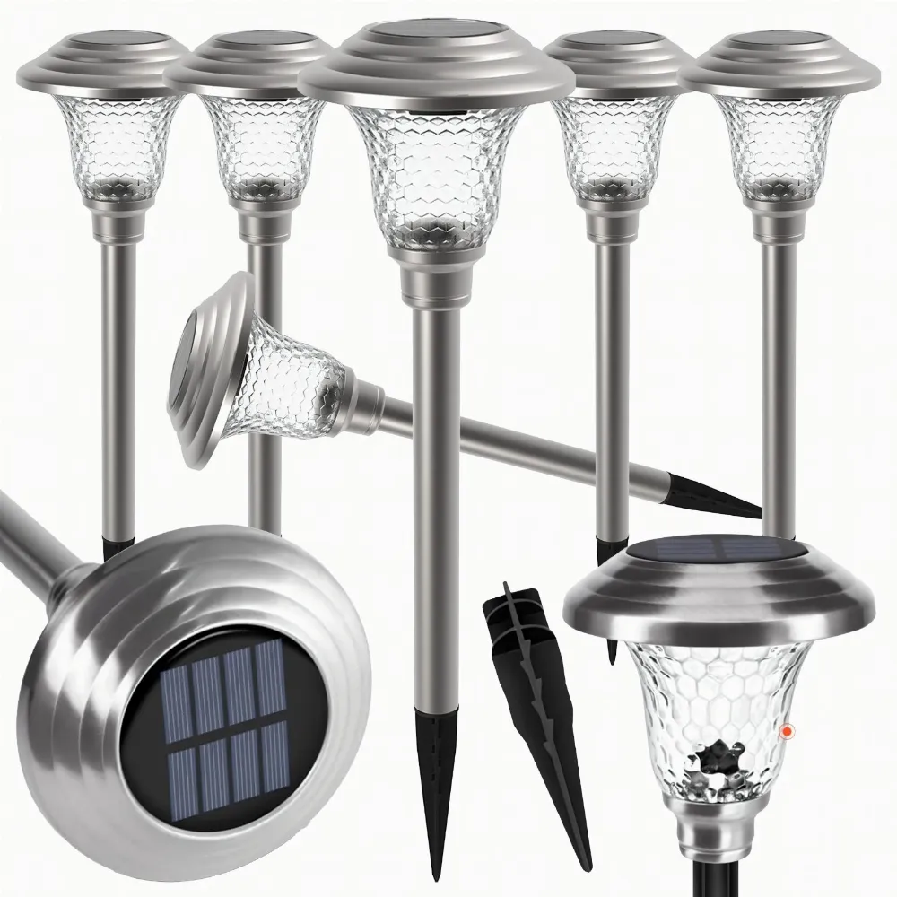 Zestaw Lamp Lampa Ogrodoa Solarna Wbijana Wodoodporne 42cm Zewnętrzna 6szt.