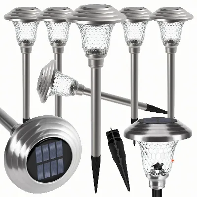 Zestaw Lamp Lampa Ogrodoa Solarna Wbijana Wodoodporne 42cm Zewnętrzna 6szt.