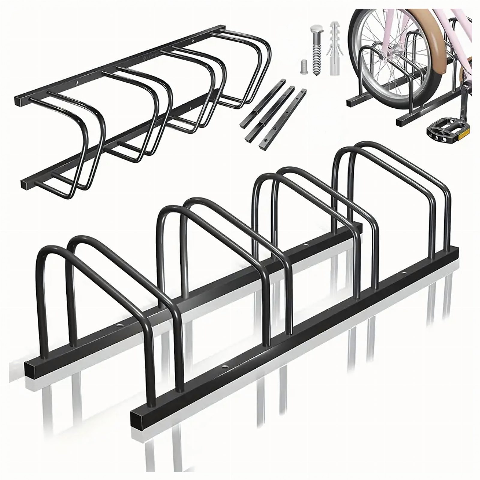 Stojak na 4 Rowery Rowerowy Uchwyt Czarny Stalowy Duży Solidny 100x32,5x26