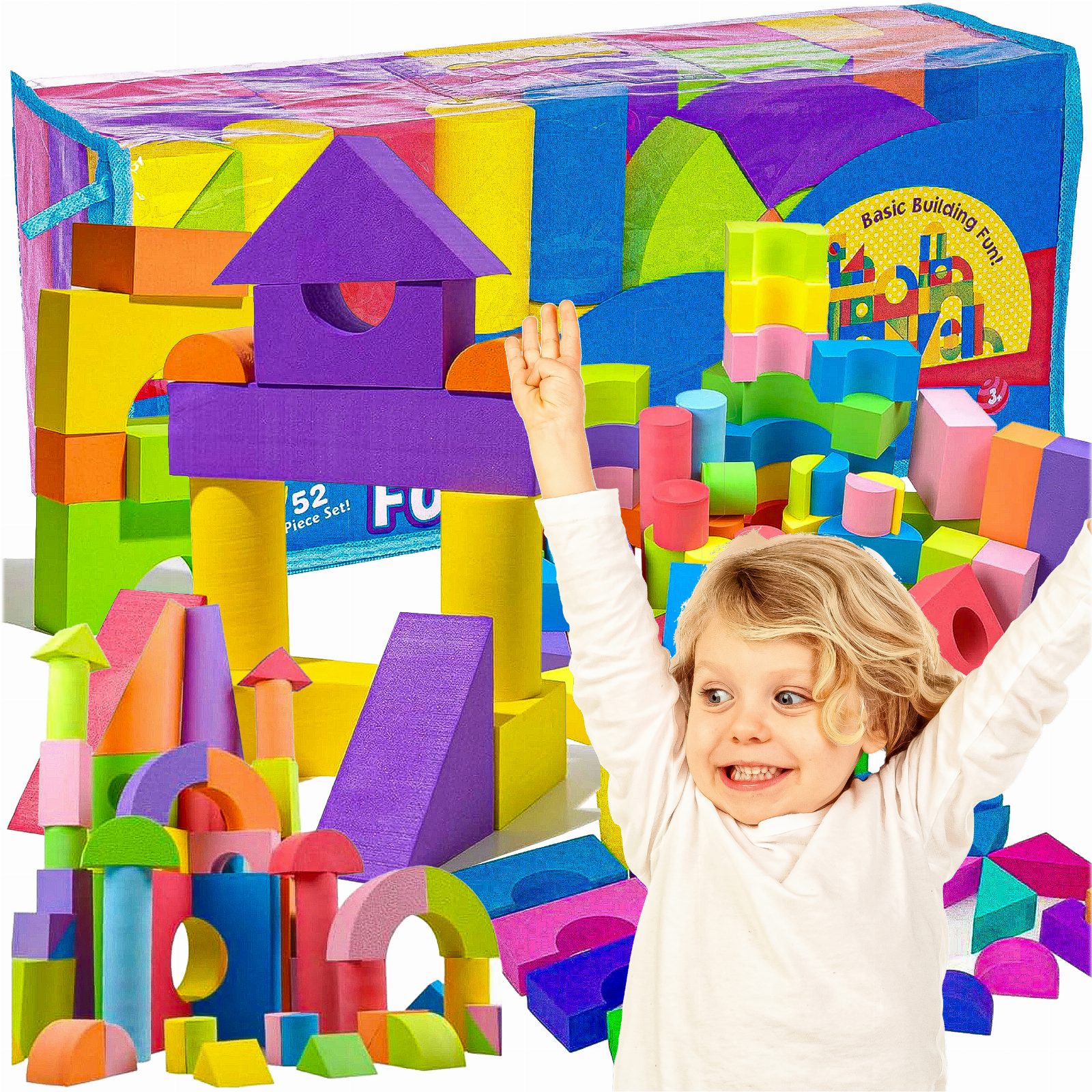 KLOCKI PIANKOWE ZESTAW KLOCKÓW DLA DZIECI 50 ELEMENTÓW PUZZLE KOLOROWE