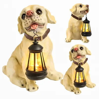 Lampa Lampka Solarna Ogrodowa Ozdobna Ozdoba Pies z Lampionem Led Dekoracja