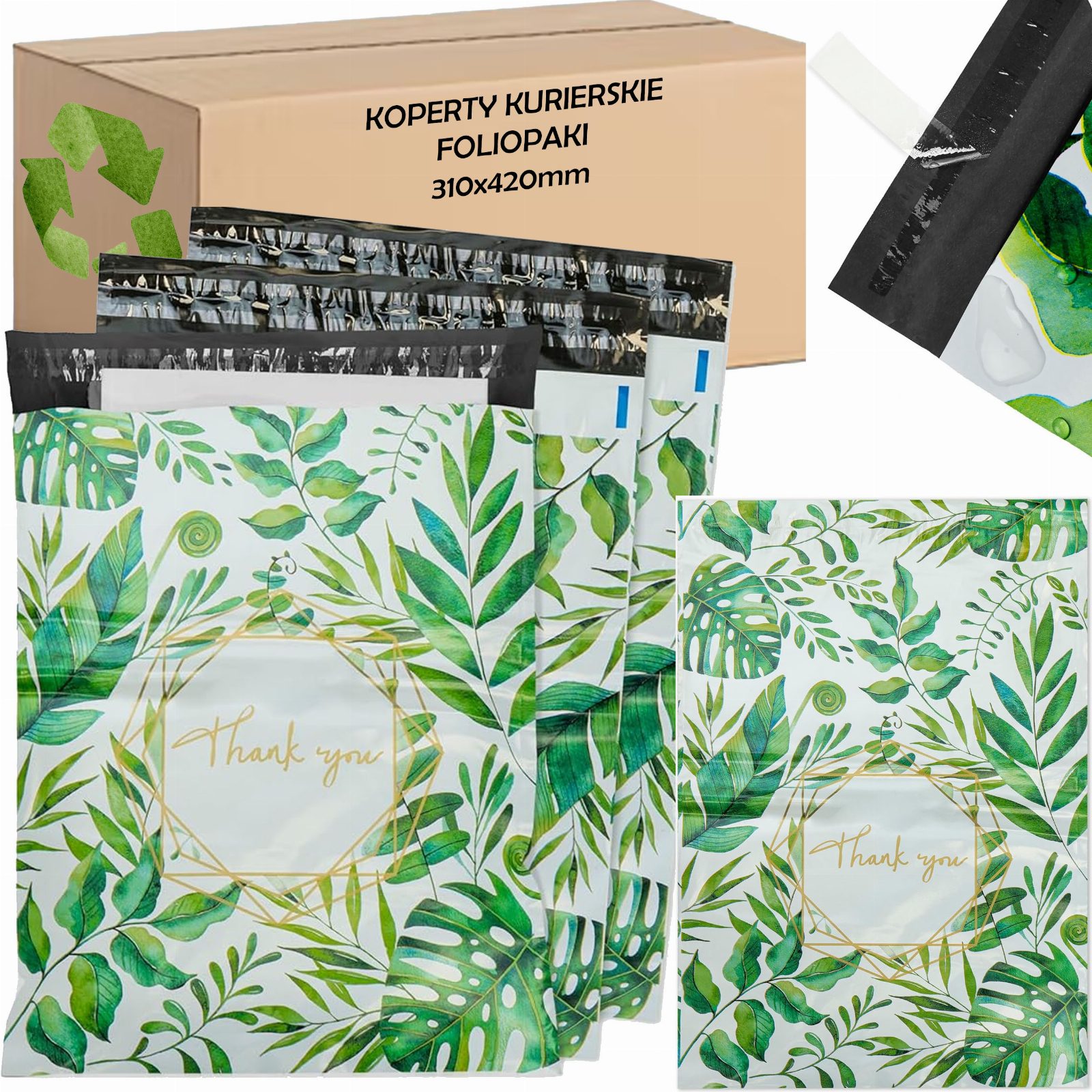 FOLIOPAKI KURIERSKIE MOCNE KOPERTY FOLIOWE 310X420 THANK YOU 50szt