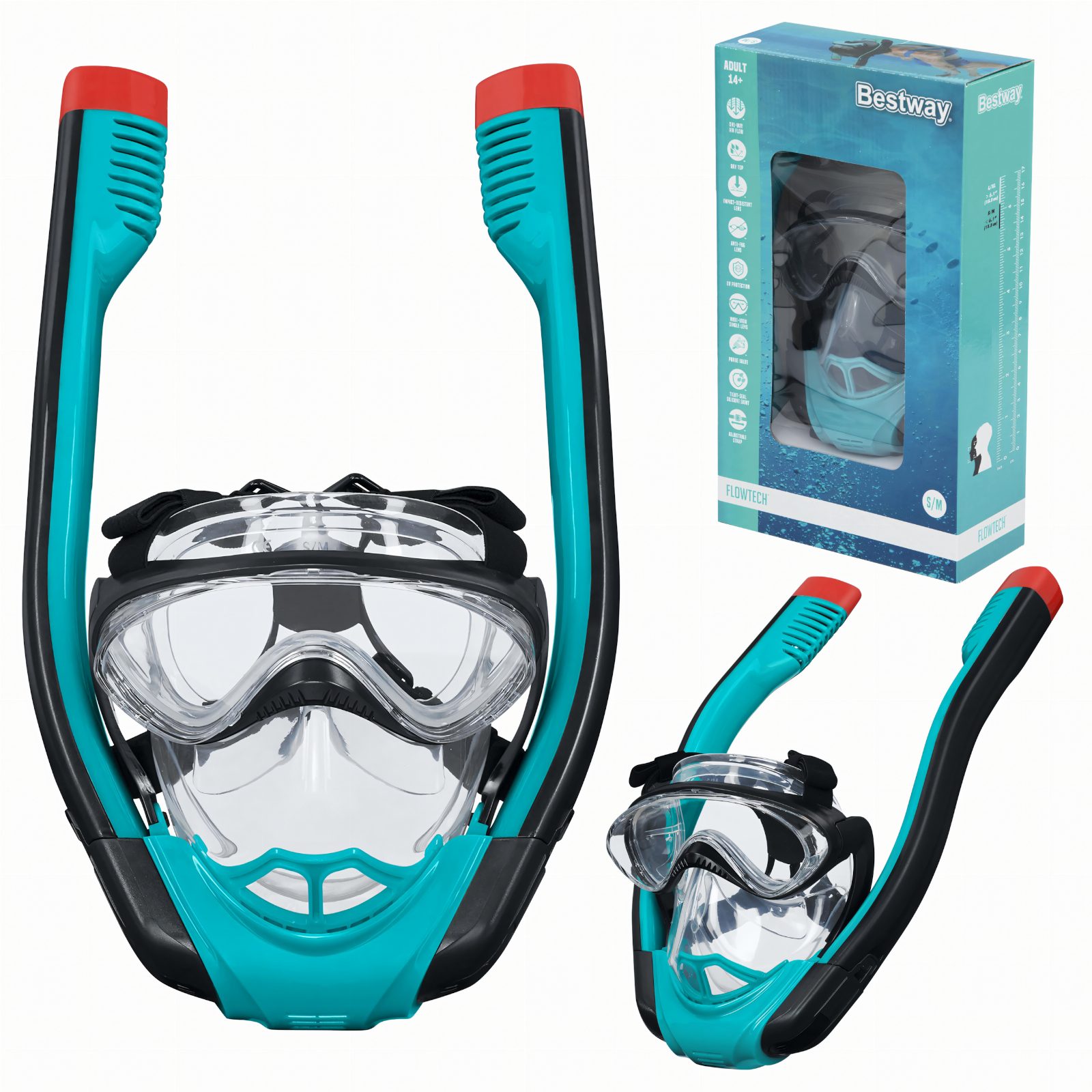 Bestway 24060 Maska do Nurkowania Pełnotwarzowa Maska ​​Do Snorkelingu S/M 