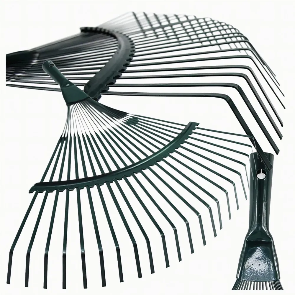 Grabie do Liści Trawy Wachlarzowe 42cm Stalowe Grabki Ogrodowe 22 Zębne 