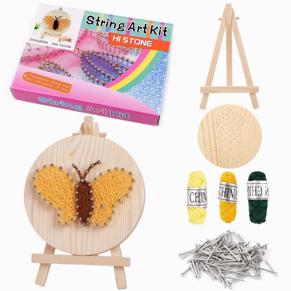 Zestaw Kreatywny Do String Art Dla Dzieci Ze Sztalugą Przeplatanka 11x11 cm