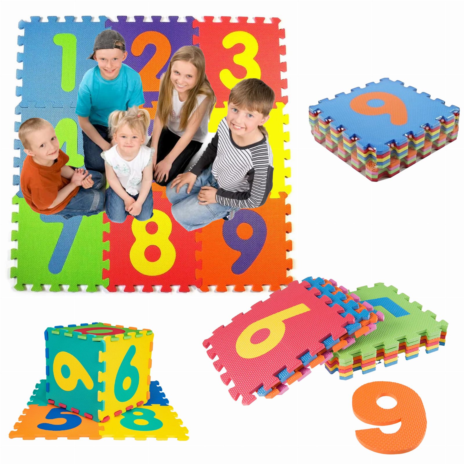MATA PIANKOWA GRUBA DLA DZIECI PUZZLE UKŁADANKA PREZENT 9 ELE. 