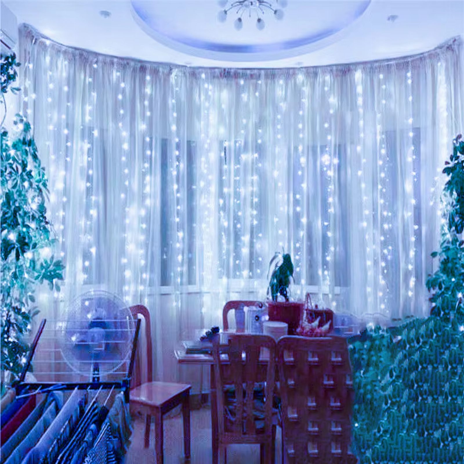LAMPKI WISZĄCE 300 LED GIRLANDA KURTYNA ŚWIETLNA OKIENNA 3x3m DEKORACYJNA 