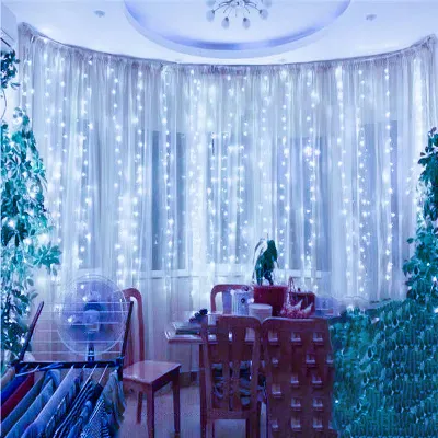 LAMPKI WISZĄCE 300 LED GIRLANDA KURTYNA ŚWIETLNA OKIENNA 3x3m DEKORACYJNA 