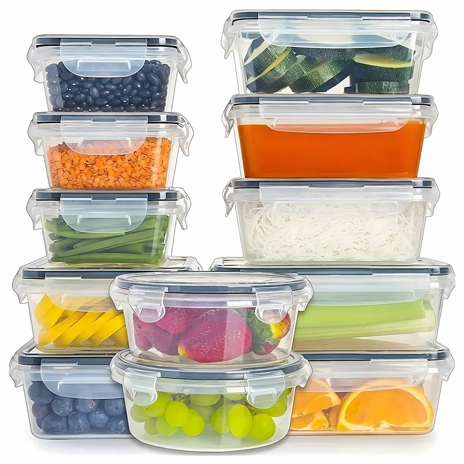Lunchbox Śniadaniówka Pudełka na Żywność Plastikowe Pojemniki Zestaw 12 szt