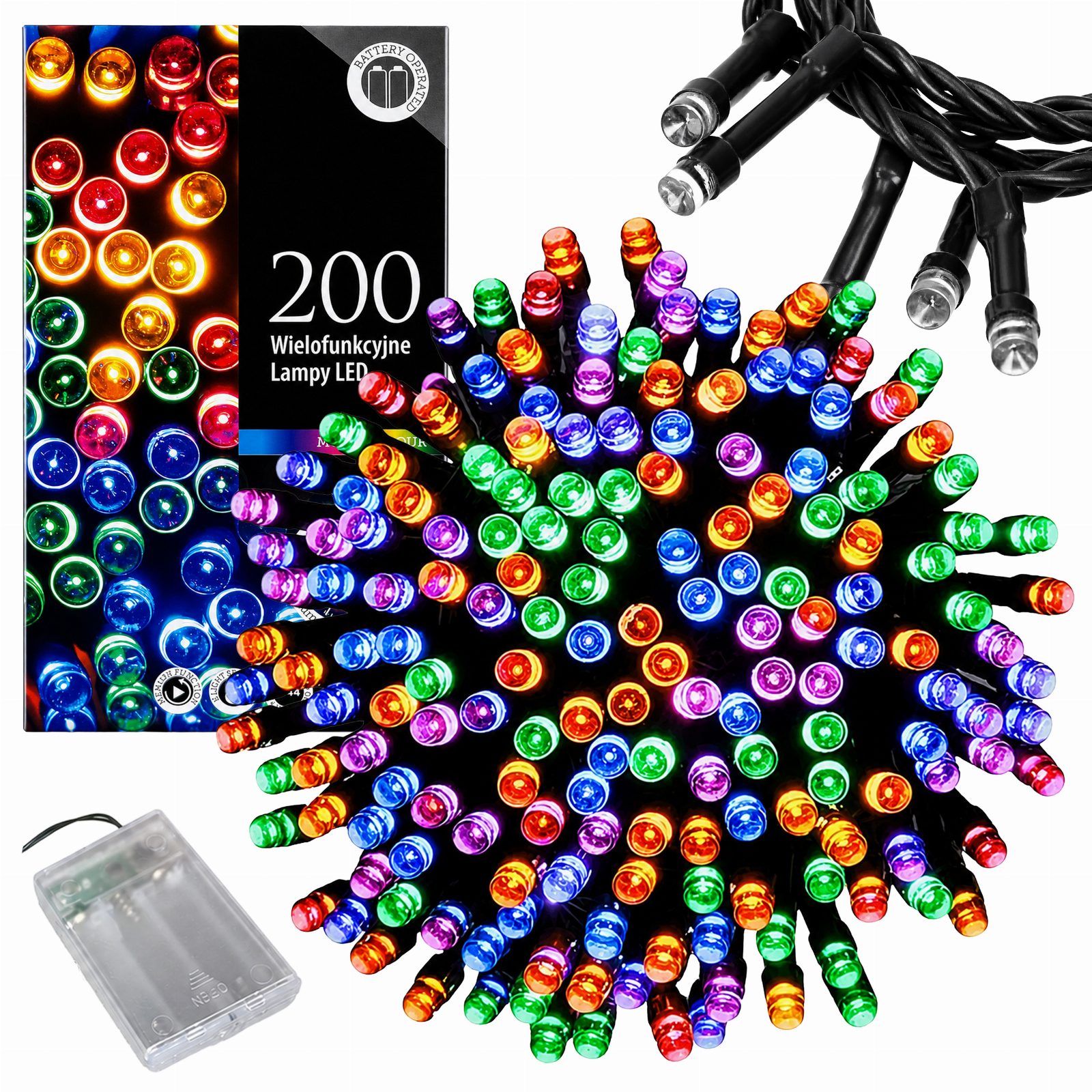 Lampki Świąteczne 200 Led Choinkowe Dekoracyjne Sznur 20m Wielokolorowe RGB
