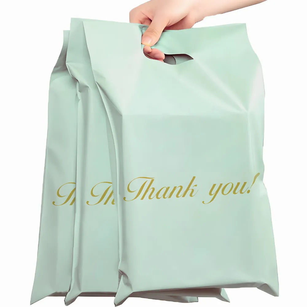 Foliopaki Kurierskie z Rączką Miętowe Thank You 400x500+70cm 50szt Foliopak