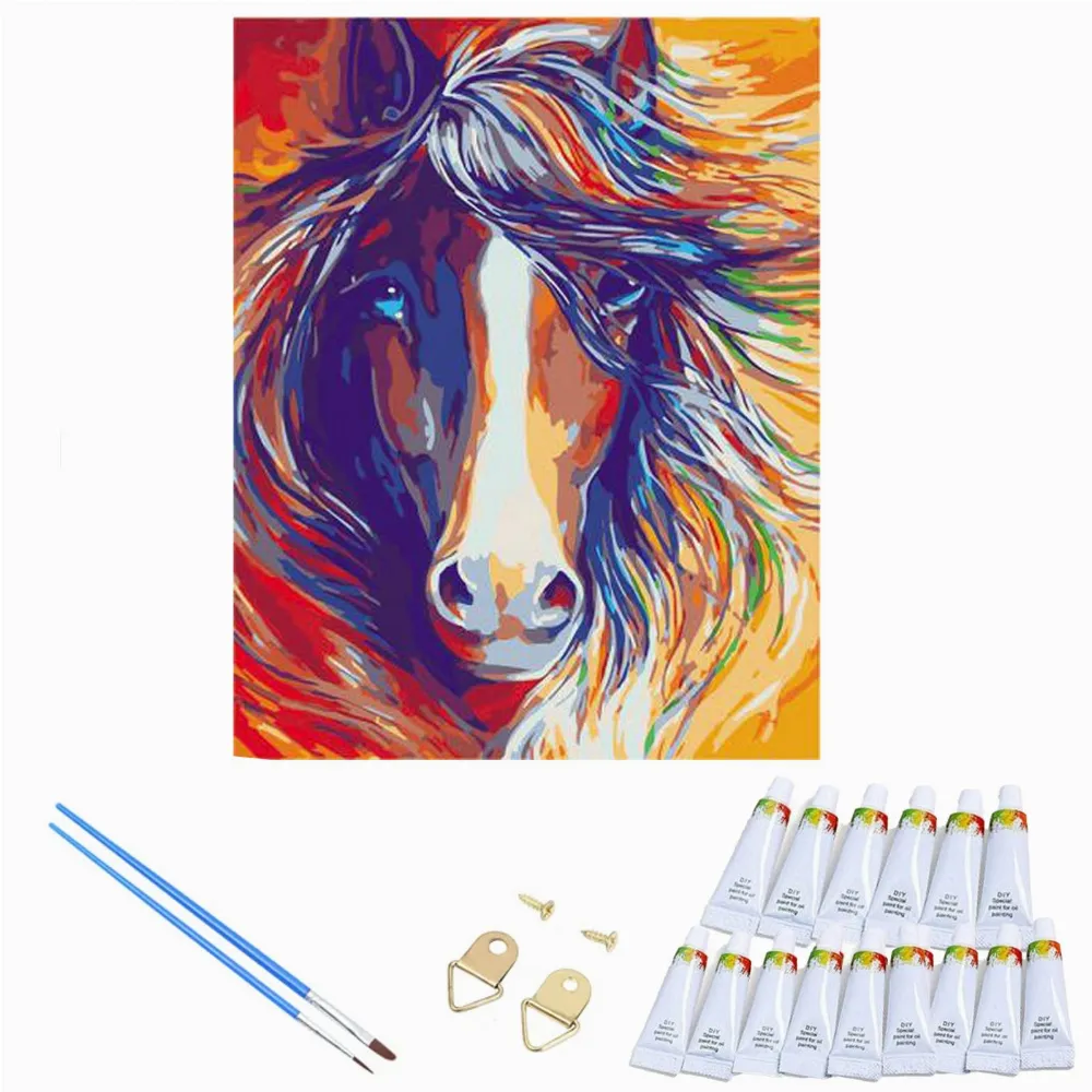 MALOWANIE PO NUMERACH OBRAZ Z RAMĄ  DIY ZESTAW PĘDZLE FARBY PŁÓTNO 30x40