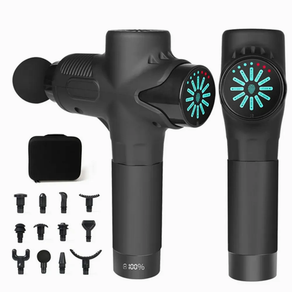 PISTOLET DO MASAŻU PLECÓW CIAŁA STÓP MASAŻER MASSAGE GUN 12 KOŃCÓWEK ZESTAW