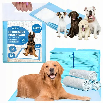 Podkłady Maty Higieniczne dla Psa do Nauki Sikania Xl 60x60cm Grube 20 szt NIEBIESKIE