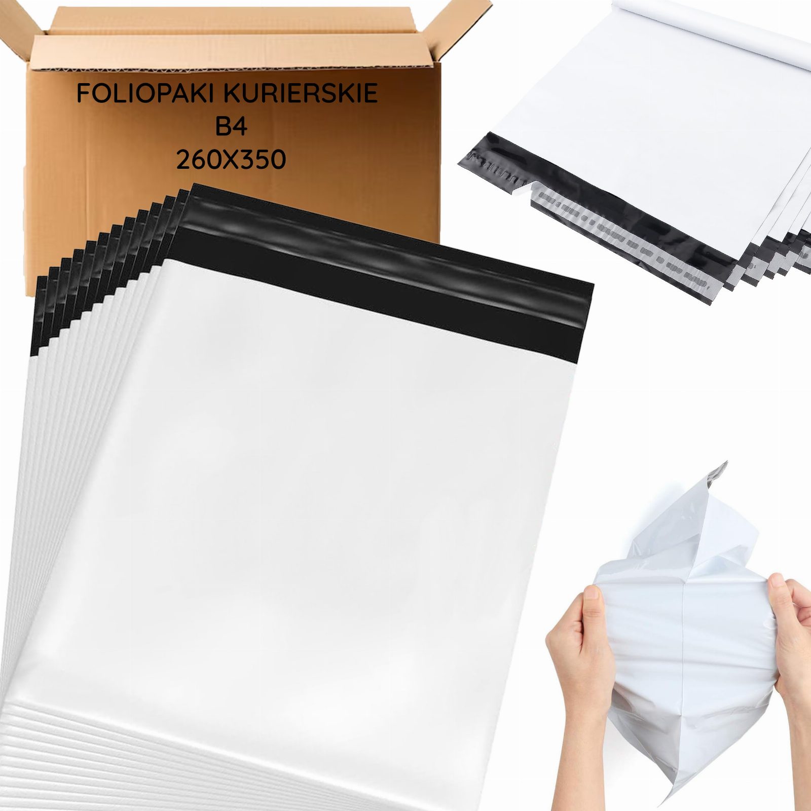 FOLIOPAKI KURIERSKIE BIAŁE B4 260X350 50 szt GRUBE