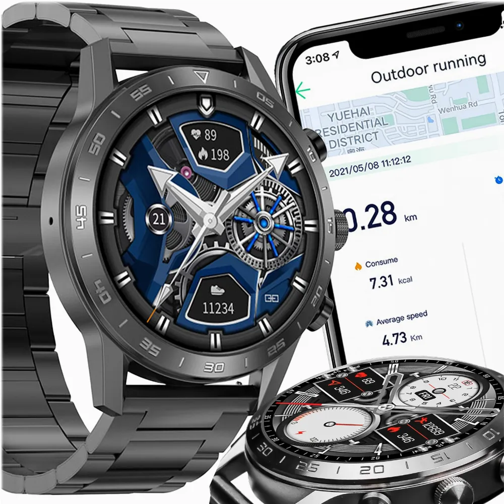SMARTWATCH ZEGAREK POLSKIE MENU ROZMOWY SPORT SMART WATCH MĘSKI PULS  PL