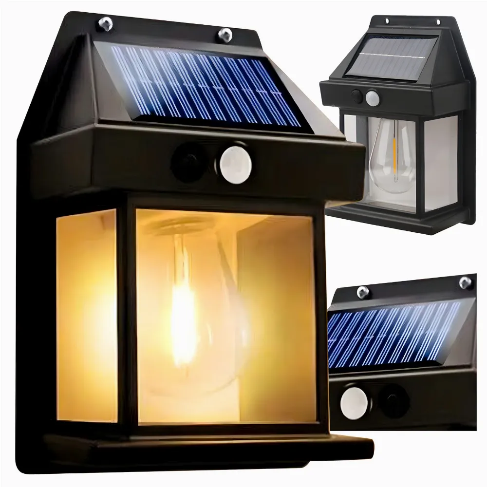 Lampa Solarna Led Latarnia Kinkiet Ogrodowy Elewacyjny z Czujnikiem Ruchu