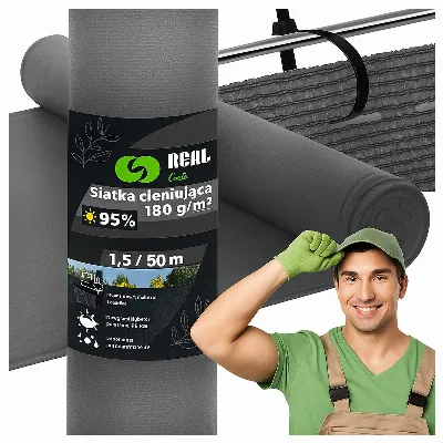 Siatka Cieniująca Maskująca 1,5x50m 95% Osłona na Ogrodzenie 180g + 50 Opasek