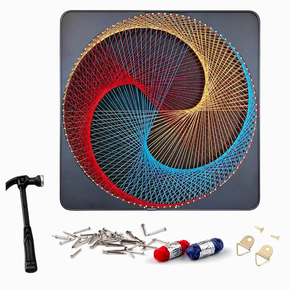 Zestaw Kreatywny Do String Art Przeplatanka Obraz z Nici Ramka 30x30 cm