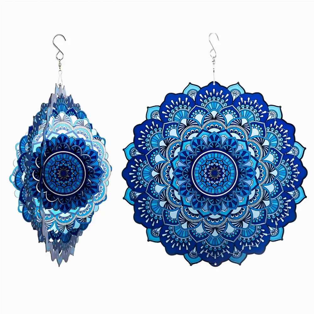 Wisząca Błystka Ozdoba Łapacz Wiatrowa 12” Mandala 3D do Ogrodu Pokoju 
